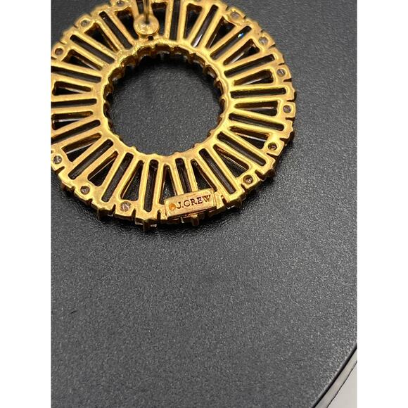 J. Crew Clear Crystal Baguette Round Pinwheel Forward Hoop Pierced
Earrings - Picture 5 of 8